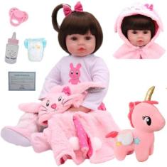 Boneca reborn bebê realista menina 100 silicone com pelúcia - New Happ