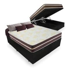 Conjunto Baú Queen e Colchão Brown Cristal Molas Ensacacas Cristalflex