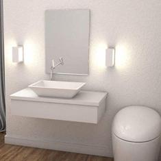 Conjunto Bancada para Banheiro 80cm com Cuba RT45 e Espelheira 801w Metrópole Compace Branco Chess