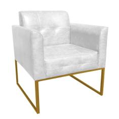 Poltrona Elisa Corano Linha Premium Metálica Dourado Branco
