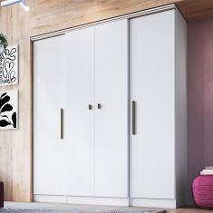 Guarda Roupas Casal 4 Portas 2 Gavetas Internas Miami Móveis Doripel Branco
