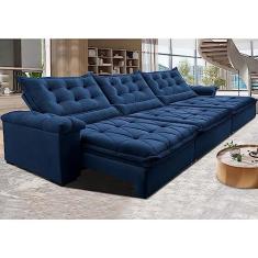 Sofá Retrátil e Reclinável 4,15m Cama Inbox Big Fresh com Softgeld40 Velupluma Azul