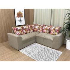 Sofá Canto Bege com Floral 607/66 Belo