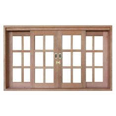 Janela de Correr Quadriculada Isabela Revestimentos 120cmx180cmx14cm Cedro Arana