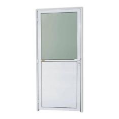 Porta de Alumínio Lambri e Vidro 210x90cm com Vidro Boreal Super Brimak Branco