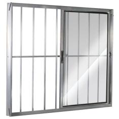 Janela de Correr 2 Folhas com Grade Direita Brilhante 100x100cm Ecosul Esquadrisul Esquadrisul