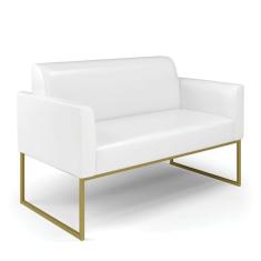 Sofá Namoradeira Base Industrial Dourado Marisa Corano D03 - D\`rossi Cor Branco