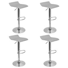 Kit 4 Banquetas Toquio Wave Enzo Belo Horizonte Giratória Com Regulagem - Cinza