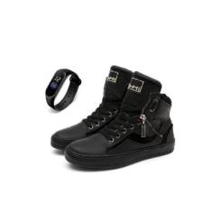 Tenis Feminino Sneaker Fitness Academia Couro com Ziper + Relógio-Feminino