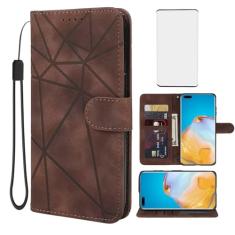 Wanyuexes Capa para Huawei P40 Pro, P40 Pro Plus/Huawei P40 Pro+ ELS-NX9 Capa carteira com protetor de tela de vidro temperado, capa flip de couro com suporte para cartão de crédito para Huawei P40