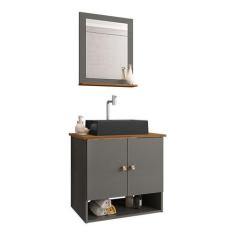 Gabinete Armário Banheiro Deli 2 Portas c/ Cuba Torino Preta - Loja Do