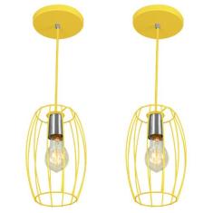 Kit 2 Pendentes Pequim Aramado Amarelo - MARRYLUZ
