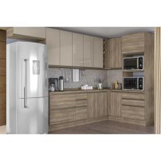 Kit de Cozinha Modulada 11 Peças Maxxi (4 Armários + 3 Balcões + 1 Paneleiro + 3 Complementos) C11P08 Nogal