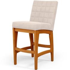 Banqueta Baixa Para Cozinha Bancada Fixa Mila L02 Bege