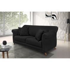 Sofá 2 Lugares 180cm Suede Arras Spezzia Decor Preto