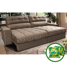 Sofá Retrátil E Reclinável 2,32m Molas Ensacadas Cama Inbox Brasil Velusoft Castor