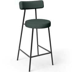 Banqueta Baixa Para Cozinha Sala De Jantar Bar Bancada Milão L02 Linho Verde Musgo - Lyam Decor