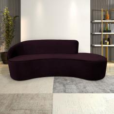 Sofá Decorativo 3 Lugares 210Cm Abby Encosto Esquerdo Curvo Veludo Uva G15 - Gran Belo