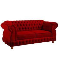 Sofá Chesterfield Moscatto 3 Lugares Via Encanto Veludo Bordô