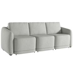 Sofá Cama Para Sala De Estar 3 Lugares 276cm Montserrat K01 Linho Cinza - Lyam Decor