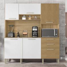 Armário de Cozinha 6 Portas 2 Gavetas Ferrara Kits Paraná Freijó/Supremo