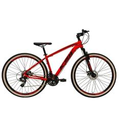  Bicicleta Aro 29 Ksw Xlt 24v Freio a Disco Garfo Com Suspensão Mtb 29 Alumínio Pneu com Faixa Bege - Vermelho