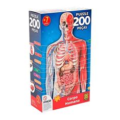 Grow - P200 Corpo Humano Quebra-Cabeça com 200 Peças, 6+ Anos, Multicolorido, 3927
