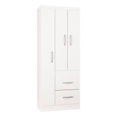 Guarda Roupa Solteiro Milão 3 Portas Branco Brilho – Poquema
