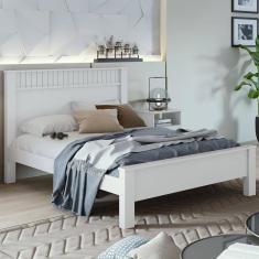 Cama de Casal Madeira em MDP e MDF Branco Athenas Lopas