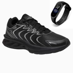 Tênis Masculino Esporte Cadarço Academia Caminhada Corrida Dia a Dia + Relógio-Masculino