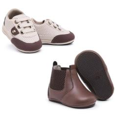 Kit 2 Pares Tênis Bebê + Botina Menino Rescém Nascido 14/19 kids - Ska