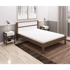 Cama Casal CM8005 Tecnomobili, Nogal com Branco
