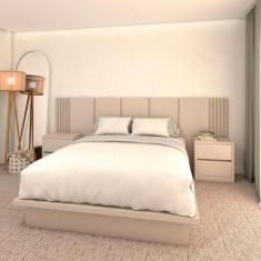 Cama Queen e Cabeceira c/ 2 Mesas e 2 Gavetas MDF Sob Medida - Casa La