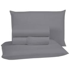 Kit jogo de Cama 400 Fios King 4 Peças Hotel Pousada Tecido Acetinado 