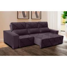 Sofá Retrátil e Reclinável 290 cm Montreal Veludo Tabaco Chamby Móveis