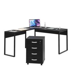 Conjunto De Escritório Escrivaninha Em L E Gaveteiro Volante NetMobil,