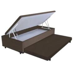 Cama Box Bau Com Auxiliar Espuma Dupla Solteiro Suede - GENKI KENKO, C