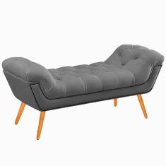Recamier Calçadeira Solteiro 100cm Ayla Veludo Cinza - Montanaris Deco