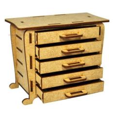 Cômoda para Casa de Boneca com Gavetas Que Abrem 14x11x7,5 Mdf Madeira