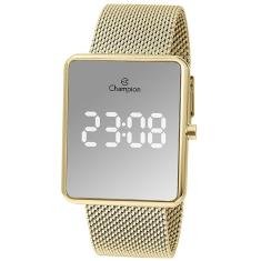 Relógio Champion Feminino Digital Espelhado Dourado Ch40080b
