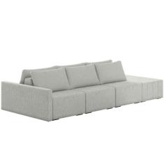 Sofá Ilha Modular Para Sala 342cm com Puff Dublin K01 Linho Cinza - Ly