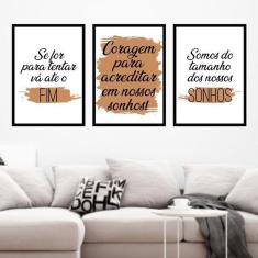 Kit 3 Quadros Decorativos Coragem Para Acreditar 45X34Cm