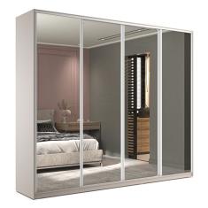 Guarda-Roupa Casal com Espelho Zermatt 100% MDF  4 Portas 6 Gavetas Bege