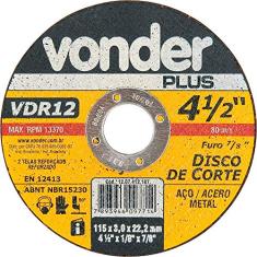 Vonder Plus, Disco De Corte 115 Mm X 3,0 Mm X 22,23 Mm Vdr12.
