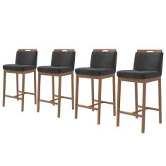Conjunto 4 Banquetas Madeira Maciça Dani Nogueira Tec Algodão