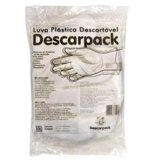 Luva Plástica Descartável Descarpack - 100 Unidades