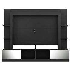 Rack c/Painel Tv 65" Portas c/Espelho Oslo Multimóveis Preto/madeirado
