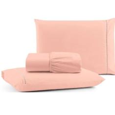 Jogo de Lençol Cama Casal 3 peças 100% Algodão Percal 180 fios Ponto P