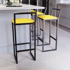 Jogo 3 Banqueta Alta Balcão Bistrô Preta Confort Industrial Assento Es