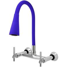 Torneira Misturador Gourmet Flexível Cone Azul Parede - Furkin, Volant